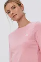 ružová Bavlnené tričko s dlhým rukávom Fila