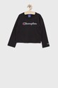 Champion Longsleeve bawełniany dziecięcy 404233 aplikacja czarny 404233