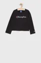 čierna Detská bavlnená košeľa s dlhým rukávom Champion 404233 Dievčenský
