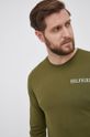 zelená Bavlnené tričko s dlhým rukávom Tommy Hilfiger