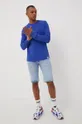 Βαμβακερή μπλούζα με μακριά μανίκια Tommy Jeans μπλε