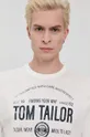 biela Bavlnené tričko s dlhým rukávom Tom Tailor