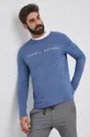 modrá Bavlnené tričko s dlhým rukávom Tommy Hilfiger Pánsky