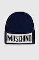 Vlněná čepice Moschino vlna námořnická modř M5540.60077