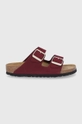 bordowy Birkenstock Klapki skórzane Arizona Damski