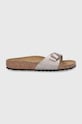 Birkenstock klapki skórzane Madrid płaski złoty 1020632