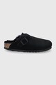 Birkenstock papuci din piele intoarsa Boston negru 259883.BLACK