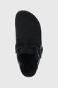 Birkenstock papuci din piele intoarsa Boston negru 259883.BLACK