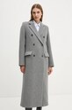Samsoe Samsoe palton de lana F20400075 gri AW24