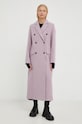 Samsoe Samsoe płaszcz wełniany F20400075 fioletowy AW24