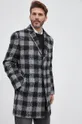 Kabát s prímesou vlny Karl Lagerfeld čierna