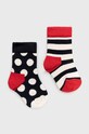 Dječje čarapice Happy Socks Stripe (2-pack) visoke čarape mornarsko plava KSTR02.4000