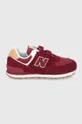 bordowy New Balance Buty zamszowe dziecięce PV574AD1 Chłopięcy