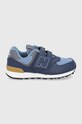New Balance Buty skórzane dziecięce PV574LX1 skóra zamszowa granatowy PV574LX1