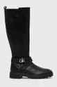 μαύρο Δερμάτινες μπότες Calvin Klein Γυναικεία