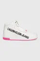biały Calvin Klein Jeans sneakersy skórzane YW0YW00455 Damski