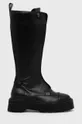 μαύρο Δερμάτινες μπότες Armani Exchange Γυναικεία