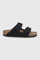 Birkenstock klapki skórzane ARIZONA płaski czarny 1020694.BLACK