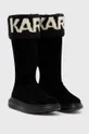 čizme za snijeg od brušene kože Karl Lagerfeld Kapri Kosi crna