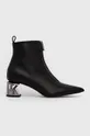 čierna Kožené členkové topánky Karl Lagerfeld Dámsky