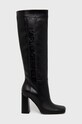Karl Lagerfeld - Kozaki skórzane KL31480.000 słupek czarny KL31480.000
