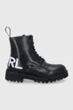 črna Usnjeni nizki škornji Karl Lagerfeld Troupe Ženski