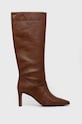 Kožené čižmy Sisley usňová koža hnedá 85KUW3324.904