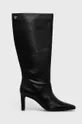 μαύρο Δερμάτινες μπότες Sisley Γυναικεία