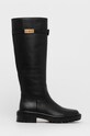 Tory Burch Kozaki skórzane Hardware płaski czarny 86601.004