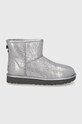 UGG Śniegowce skórzane Classic Mini Gunm brak zapięcia srebrny 1125234.GUNM