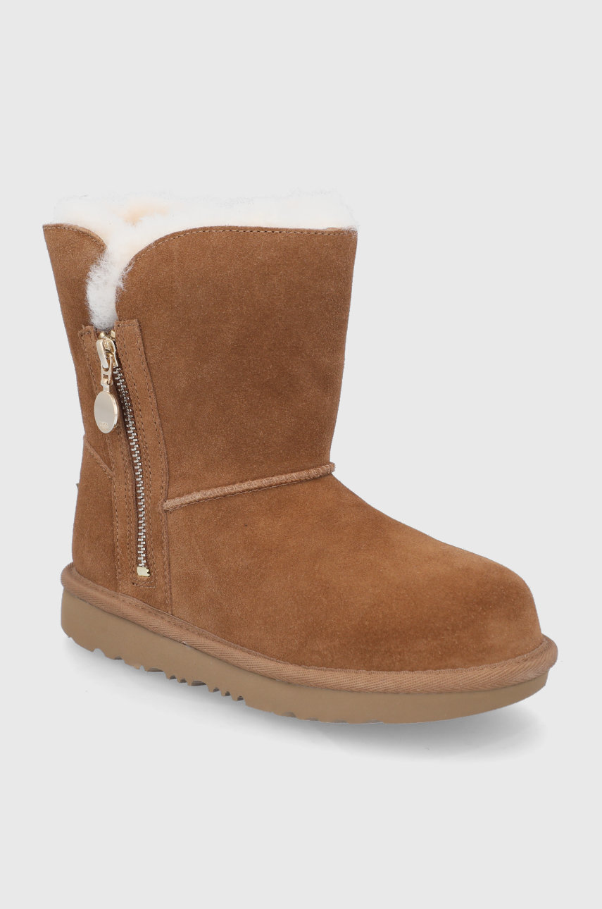 Dětské semišové sněhule UGG Bailey Zip Short kávová