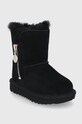 Dětské semišové sněhule UGG Bailey Zip Short 1123613T.BLK černá AW21