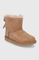 UGG Śniegowce zamszowe dziecięce Mini Bailey Bow Glitz brązowy