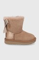 UGG Śniegowce zamszowe dziecięce Mini Bailey Bow Glitz brak zapięcia brązowy 1123617T.CHE