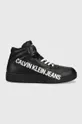 μαύρο Δερμάτινα αθλητικά παπούτσια Calvin Klein Jeans Ανδρικά