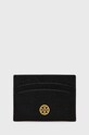Шкіряний гаманець Tory Burch лицьова шкіра чорний 84070.001