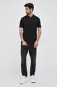 Βαμβακερό μπλουζάκι πόλο Emporio Armani μαύρο