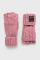 różowy Superdry Rękawiczki z domieszką wełny Damski