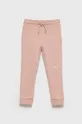 рожевий Дитячі бавовняні штани Calvin Klein Jeans Для дівчаток