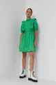Βαμβακερό φόρεμα Pieces πράσινο