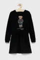 czarny Polo Ralph Lauren Sukienka dziecięca 313853296002 Dziewczęcy