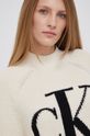 kremowy Calvin Klein Jeans Sweter z domieszką wełny