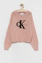 roza Dječji pamučni pulover Calvin Klein Jeans Za djevojčice