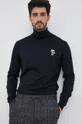 tmavomodrá Vlnený sveter Karl Lagerfeld