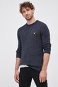 Lyle & Scott - Sweter z domieszką wełny KN732V.Z56 granatowy AW21