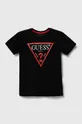 czarny Guess T-shirt bawełniany dziecięcy Chłopięcy