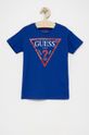 niebieski Guess - T-shirt bawełniany dziecięcy Chłopięcy