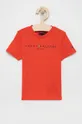 pomarańczowy Tommy Hilfiger T-shirt bawełniany dziecięcy Chłopięcy