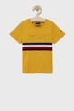 żółty Tommy Hilfiger T-shirt bawełniany dziecięcy Chłopięcy