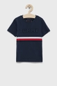 granatowy Tommy Hilfiger T-shirt bawełniany dziecięcy Chłopięcy